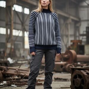 Navy Striped Women's Sweater